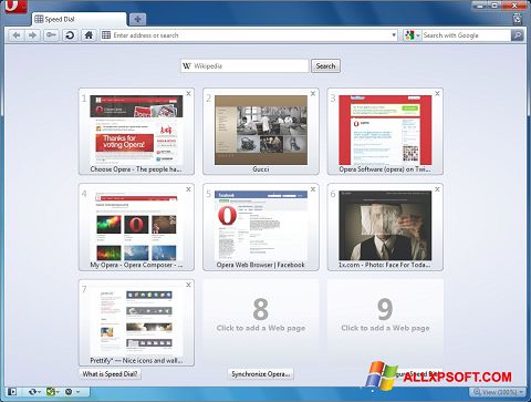 Ekrano kopija Opera Windows XP