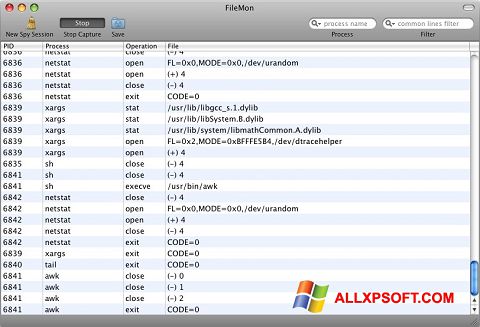 Ekrano kopija FileMon Windows XP