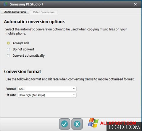 Ekrano kopija Samsung PC Studio Windows XP