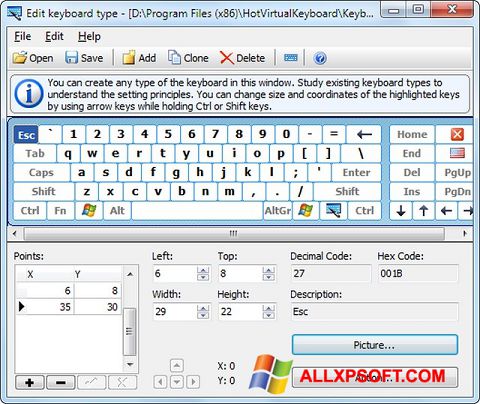 Ekrano kopija Virtual Keyboard Windows XP