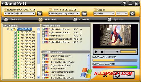Ekrano kopija CloneDVD Windows XP