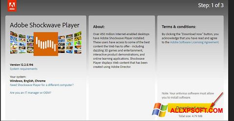 Ekrano kopija Adobe Shockwave Player Windows XP