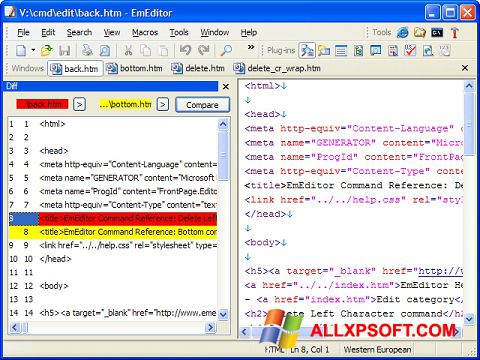 Ekrano kopija EmEditor Windows XP