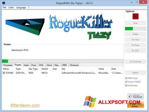 Ekrano kopija RogueKiller Windows XP