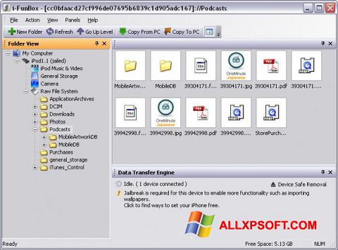 Ekrano kopija iFunBox Windows XP