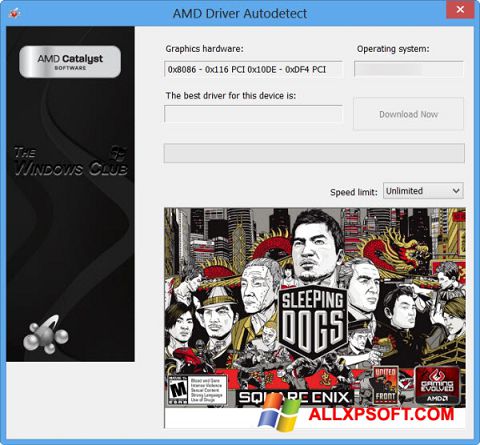 Ekrano kopija AMD Driver Autodetect Windows XP