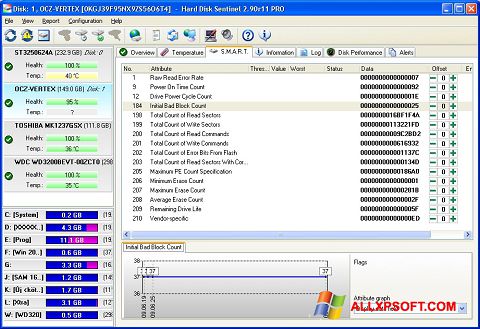 Ekrano kopija Hard Disk Sentinel Windows XP