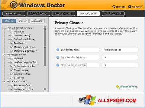 Ekrano kopija Windows Doctor Windows XP
