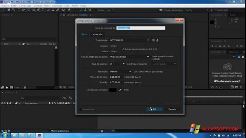 Ekrano kopija Adobe After Effects CC Windows XP