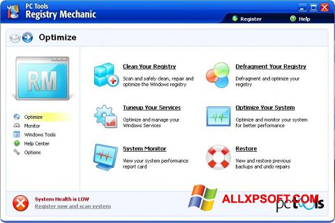 Ekrano kopija Registry Mechanic Windows XP