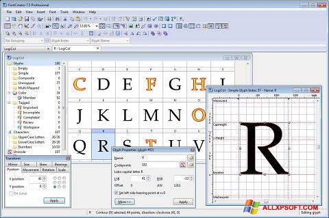Ekrano kopija Font Creator Windows XP