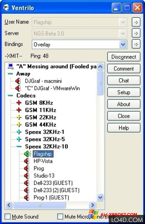 Ekrano kopija Ventrilo Windows XP