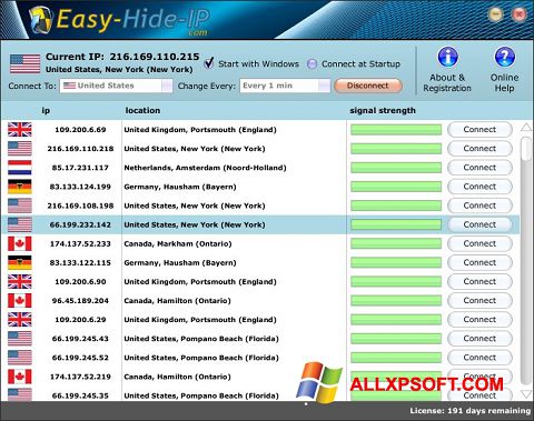 Ekrano kopija Hide IP Easy Windows XP