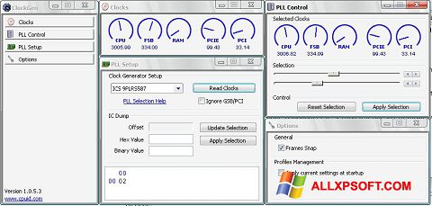 Ekrano kopija ClockGen Windows XP