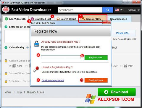 Ekrano kopija Fast Video Downloader Windows XP