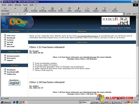 Ekrano kopija CDex Windows XP