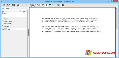 Ekrano kopija pdfFactory Pro Windows XP