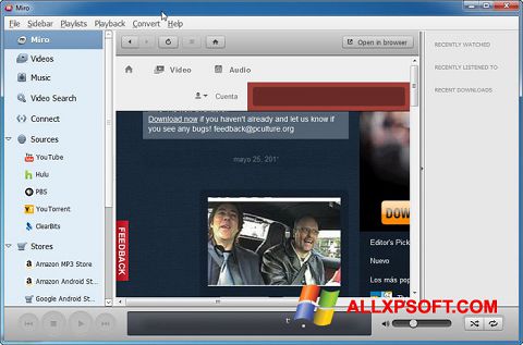 Ekrano kopija Miro Windows XP