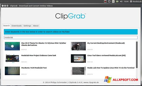 Ekrano kopija ClipGrab Windows XP