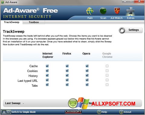 Ekrano kopija Ad-Aware Windows XP