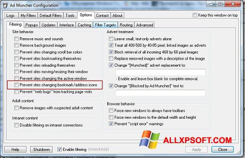 Ekrano kopija Ad Muncher Windows XP