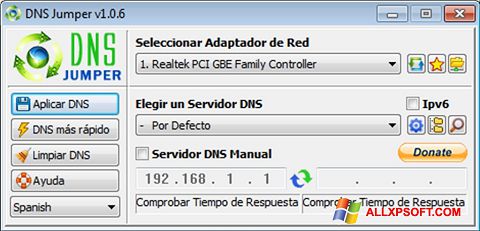 Ekrano kopija DNS Jumper Windows XP