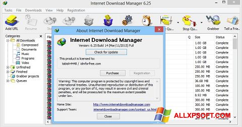 Ekrano kopija Internet Download Manager Windows XP