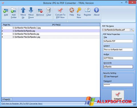 Ekrano kopija Image To PDF Converter Windows XP