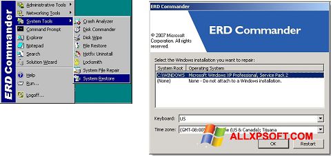 Ekrano kopija ERD Commander Windows XP