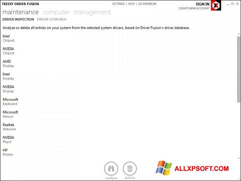 Ekrano kopija Driver Fusion Windows XP