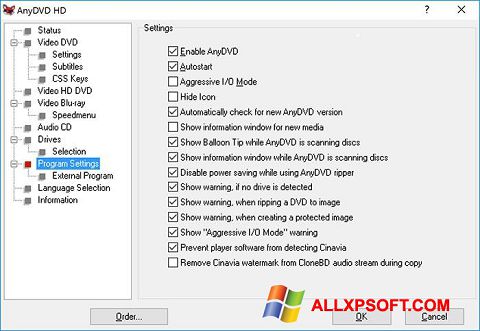 Ekrano kopija AnyDVD Windows XP