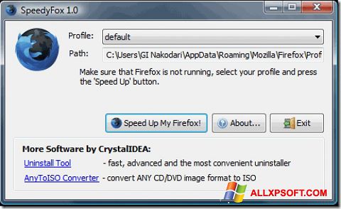 Ekrano kopija SpeedyFox Windows XP