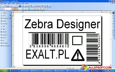 Ekrano kopija Zebra Designer Windows XP