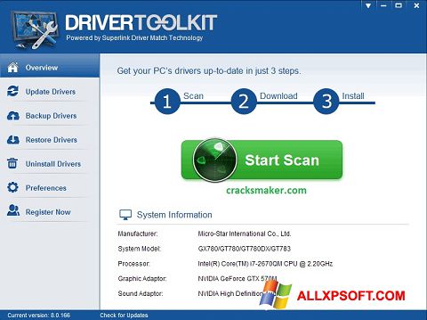 Ekrano kopija Driver Toolkit Windows XP