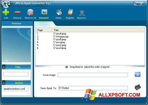 Ekrano kopija Epub Reader Windows XP