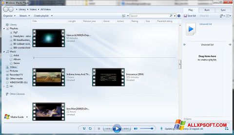Ekrano kopija Media Player Windows XP