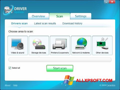 Ekrano kopija Carambis Driver Updater Windows XP