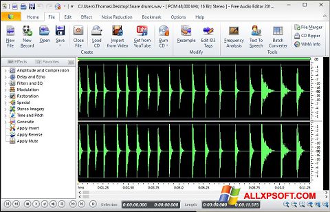 Ekrano kopija Free Audio Editor Windows XP