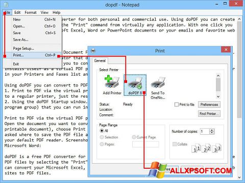 Ekrano kopija doPDF Windows XP