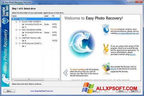 Ekrano kopija Easy Photo Recovery Windows XP
