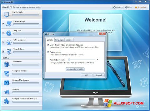 Ekrano kopija CleanMyPC Windows XP
