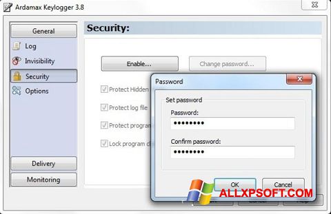 Ekrano kopija Ardamax Keylogger Windows XP