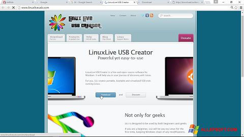 Ekrano kopija LinuxLive USB Creator Windows XP