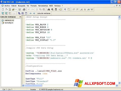 Ekrano kopija NSIS Windows XP