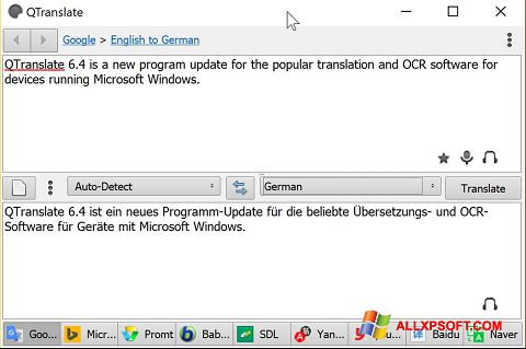 Ekrano kopija QTranslate Windows XP