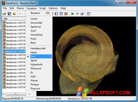 Ekrano kopija Apophysis Windows XP