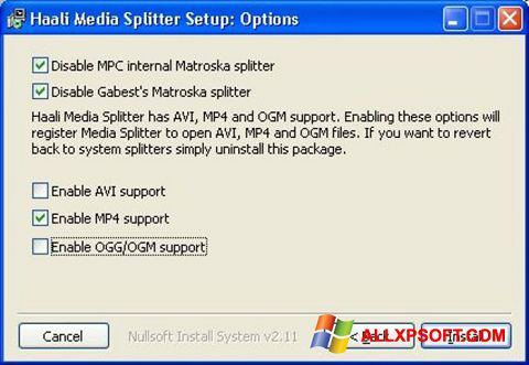 Ekrano kopija Haali Media Splitter Windows XP