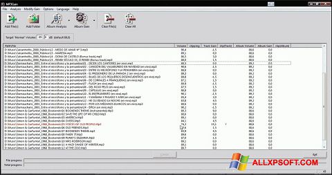 Ekrano kopija MP3Gain Windows XP