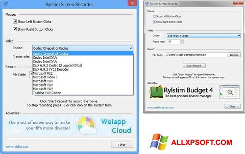 Ekrano kopija Rylstim Screen Recorder Windows XP