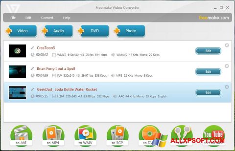 Ekrano kopija Freemake Video Converter Windows XP